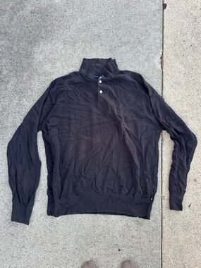 Calvin Klein Jeans Men's Black Turtleneck Quarter-Button Sweater